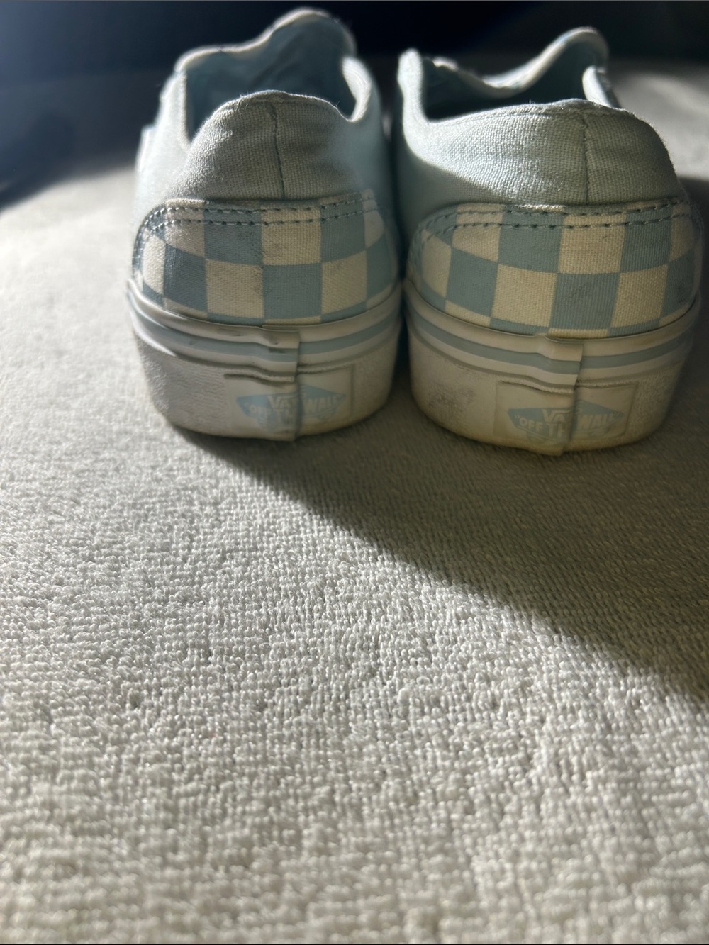 Vans Women’s Slip-On Checkerboard Sneakers in Light Blue & White - Picture 4 of 6